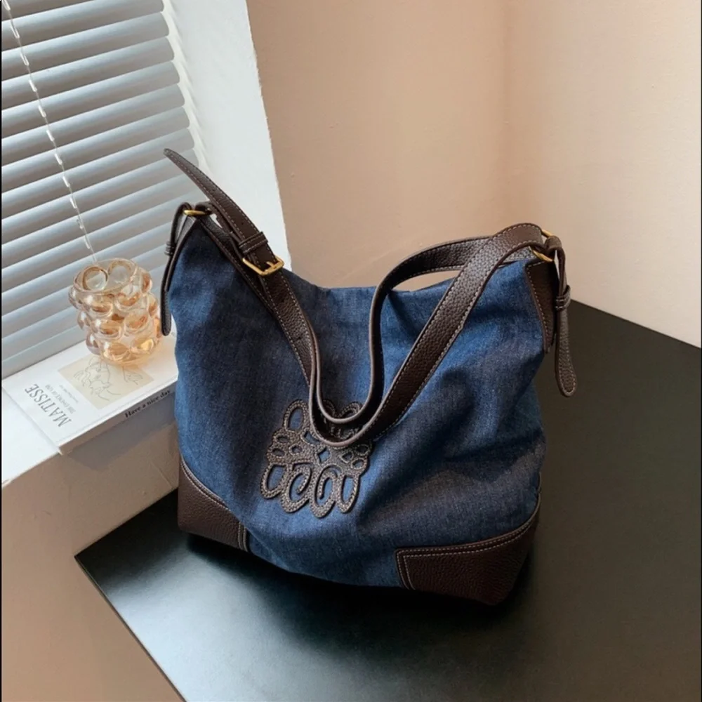 Blue Large Capacity Canvas Tote Bag/ Shoulder Bag - Picture 1 of 6